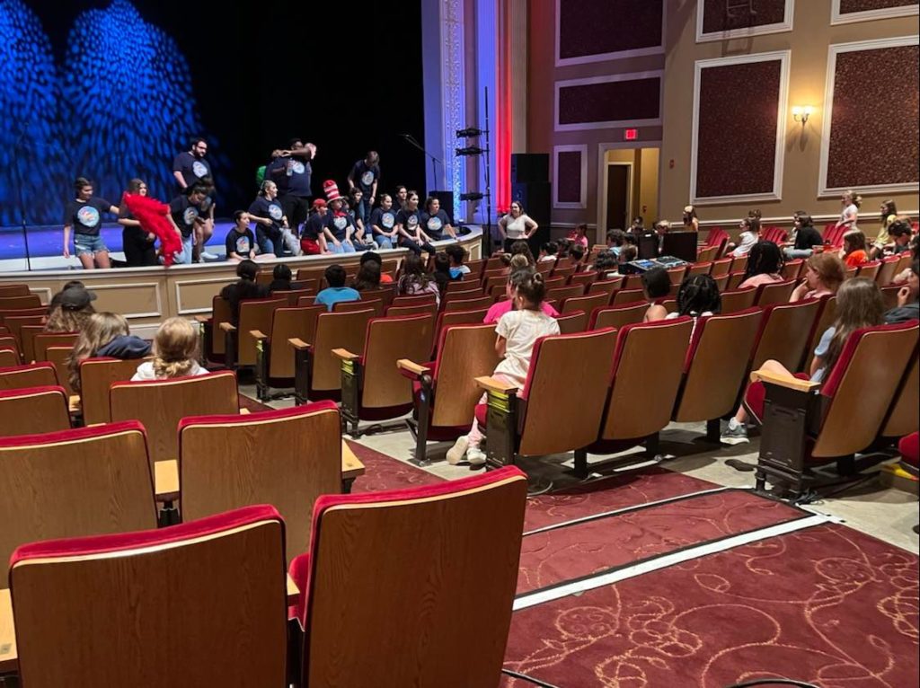 Children watching a show in an theatre