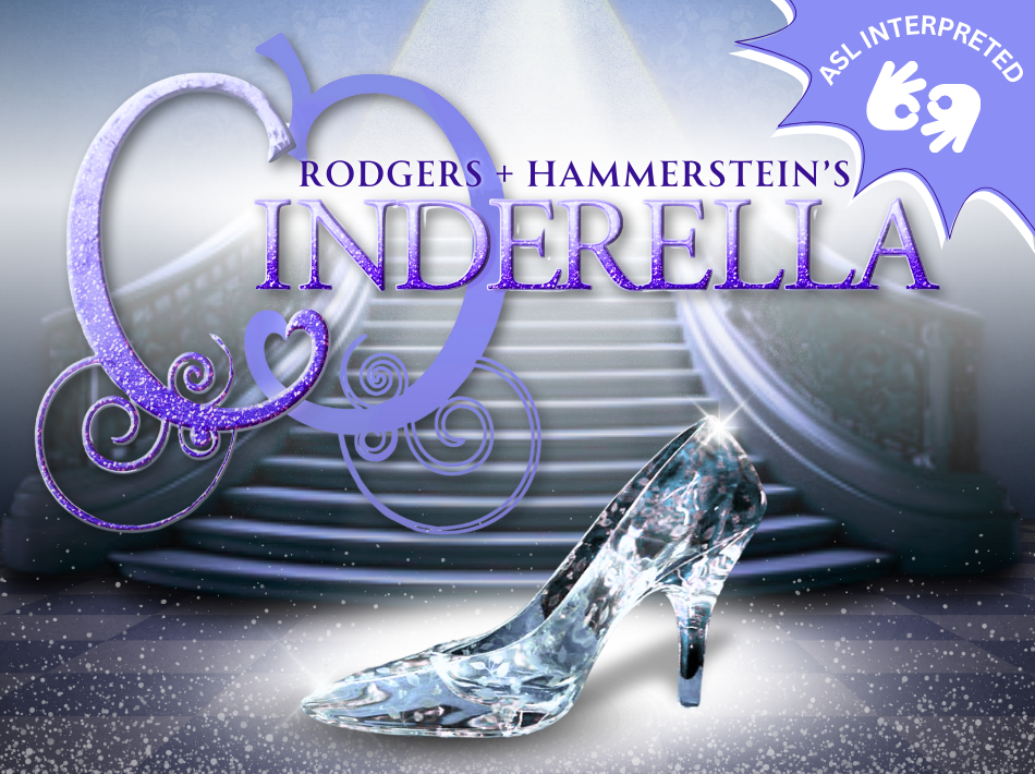 Cinderella Logo, glass slipper, staircase